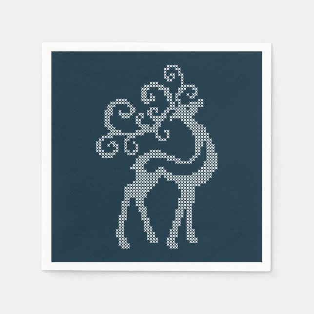 Xmas reindeer antlers new year's eve deer napkin (Front)