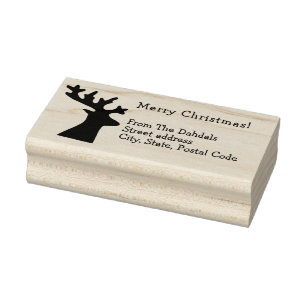 Xmas Reindeer Cheer Holiday Mail Return Address Rubber Stamp