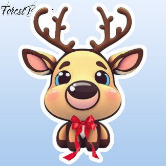 Xmas Reindeer, deer with antlers, cartoon graphic