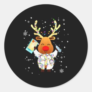 Xmas Reindeer Doctor Reindeer Lover Funny Christma Classic Round Sticker