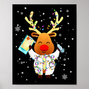 Xmas Reindeer Doctor Reindeer Lover Funny Christma Poster