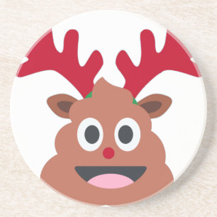 xmas reindeer poo emoji coaster