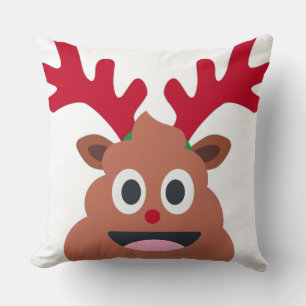 xmas reindeer poo emoji cushion