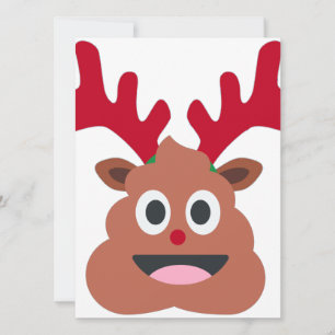 xmas reindeer poo emoji holiday card
