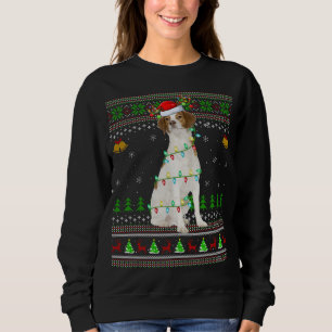 Xmas Reindeer Santa Hat Brittany Spaniel Dog Ugly Sweatshirt