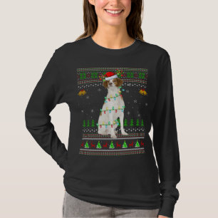 Xmas Reindeer Santa Hat Brittany Spaniel Dog Ugly T-Shirt