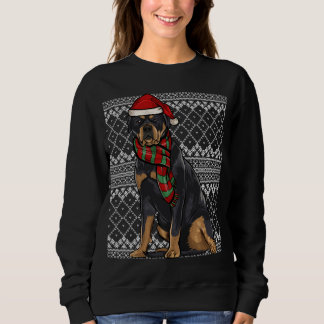Xmas Rottweiler Santa Claus Hat Ugly Christmas Sweatshirt