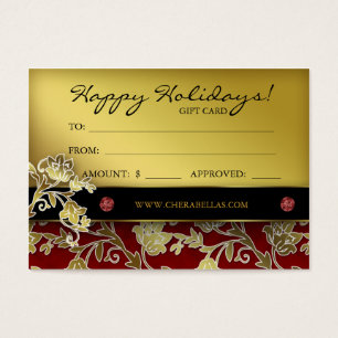 Xmas Salon Gift Card Spa Floral Red Gold