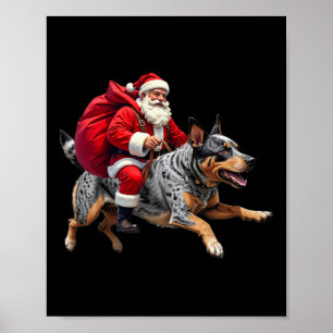Xmas Santa Australian Cattle Dog Christmas Poster