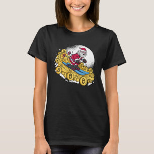 Xmas Santa Bitcoin Trader Skiing for Crypto T-Shirt