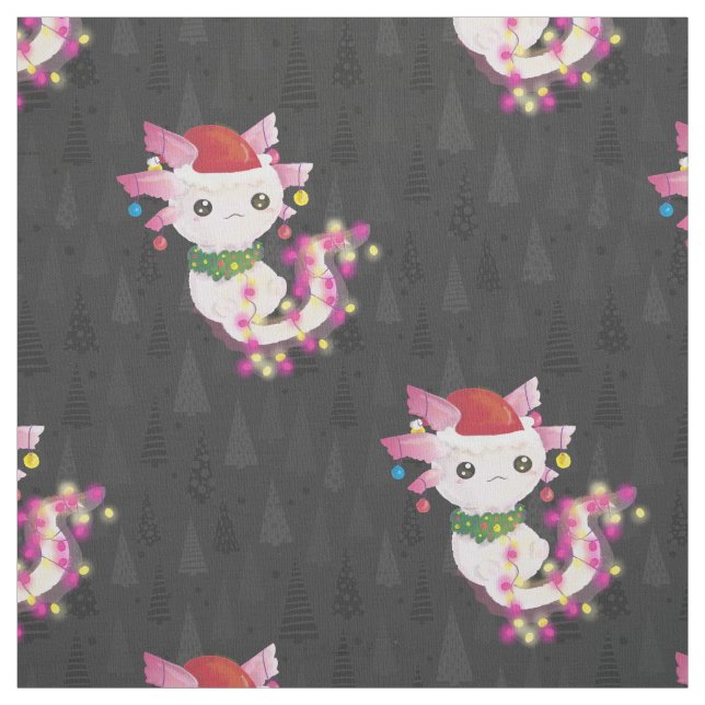 xmas santa claus axolotl fabric (Swatch)