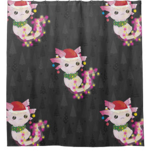xmas santa claus axolotl shower curtain