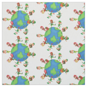 xmas santa claus elves fabric