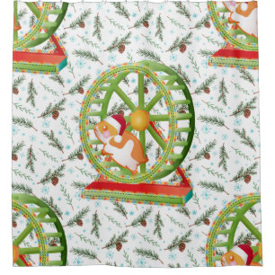 xmas santa claus hamster shower curtain