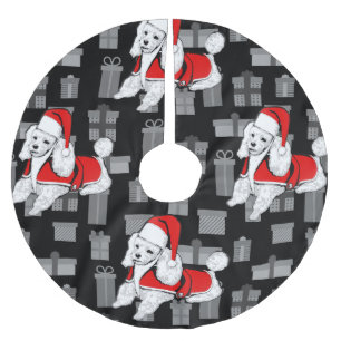 xmas santa claus poodle brushed polyester tree skirt