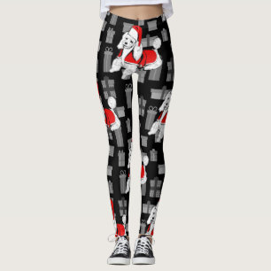xmas santa claus poodle leggings