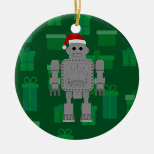 xmas santa claus robot ceramic ornament