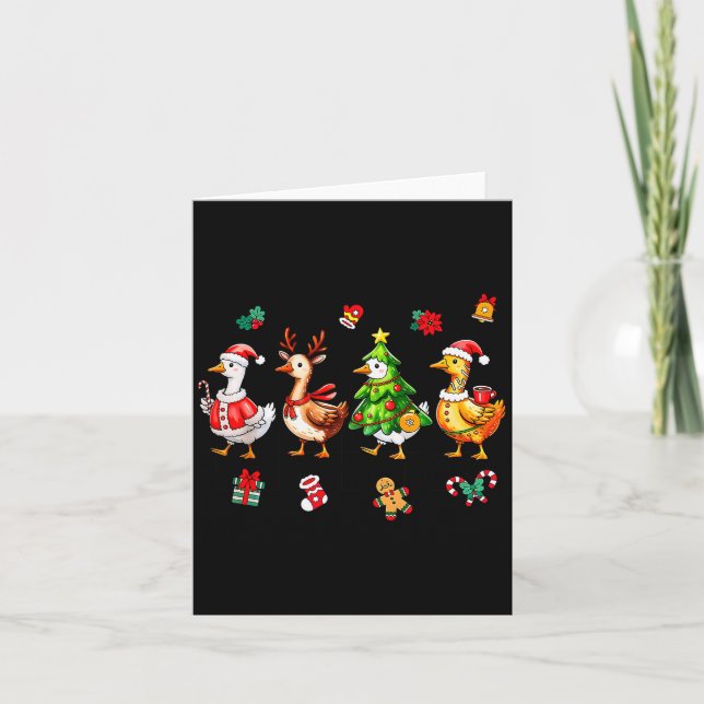 Xmas Santa Gingerbread Goose Merry Christmas Men W Card (Front)
