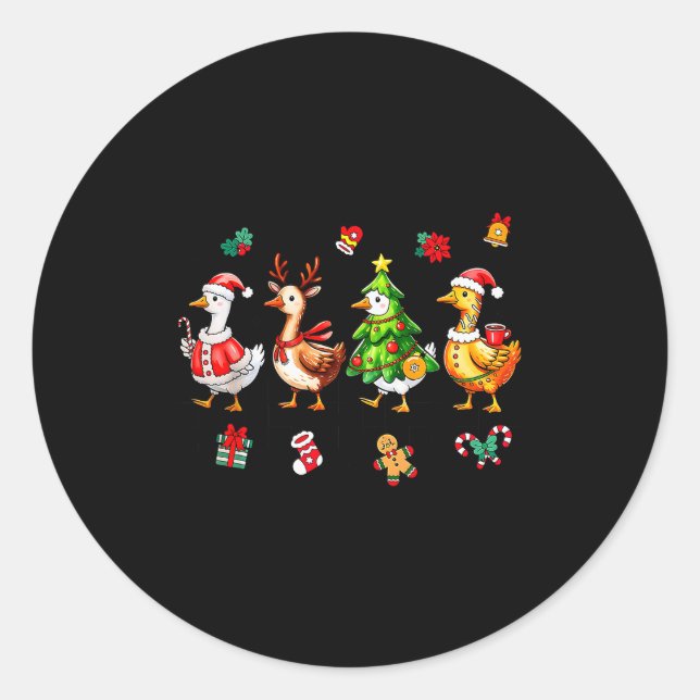 Xmas Santa Gingerbread Goose Merry Christmas Men W Classic Round Sticker (Front)