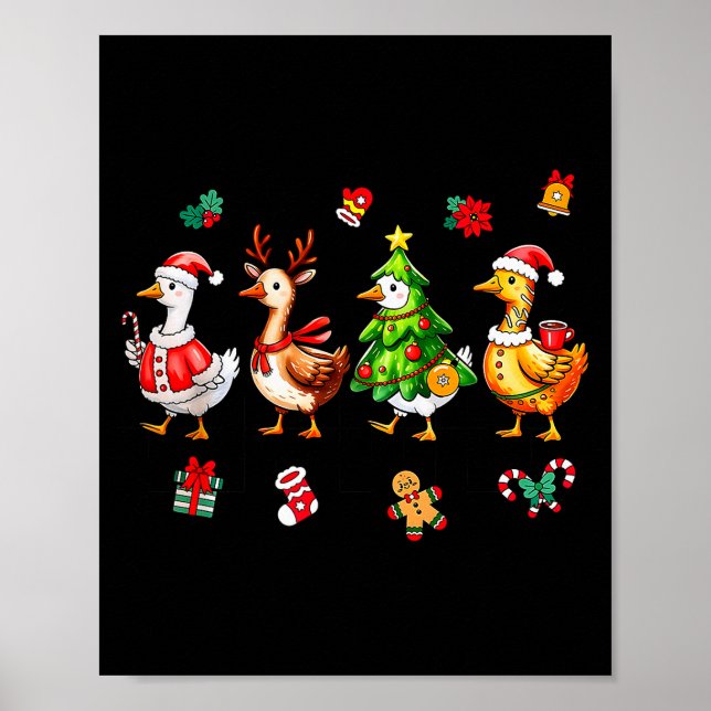Xmas Santa Gingerbread Goose Merry Christmas Men W Poster (Front)