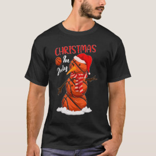 Xmas Santa Hat Basketball Snowman Christmas In Jul T-Shirt