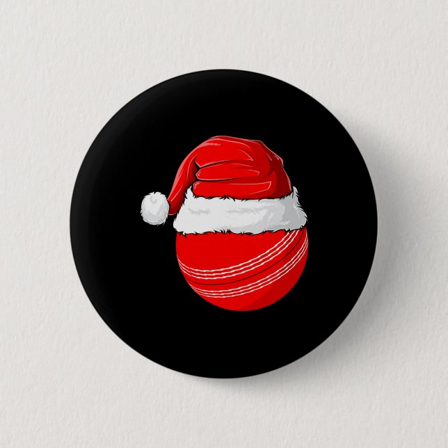 Xmas Santa Hat Christmas Cricket  6 Cm Round Badge (Front)