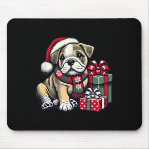 Xmas Santa Hat English Bulldog 1  Mouse Pad