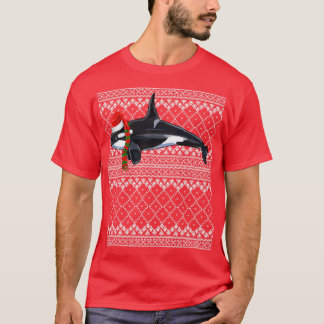 Xmas Santa Hat Orca Killer Whale Ugly Christmas  T-Shirt