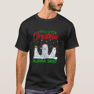 Xmas Santa Hat Reindeer American Eskimo Dog Christ T-Shirt