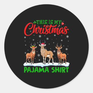 Xmas Santa Hat Reindeer Antelope Christmas Pajama Classic Round Sticker