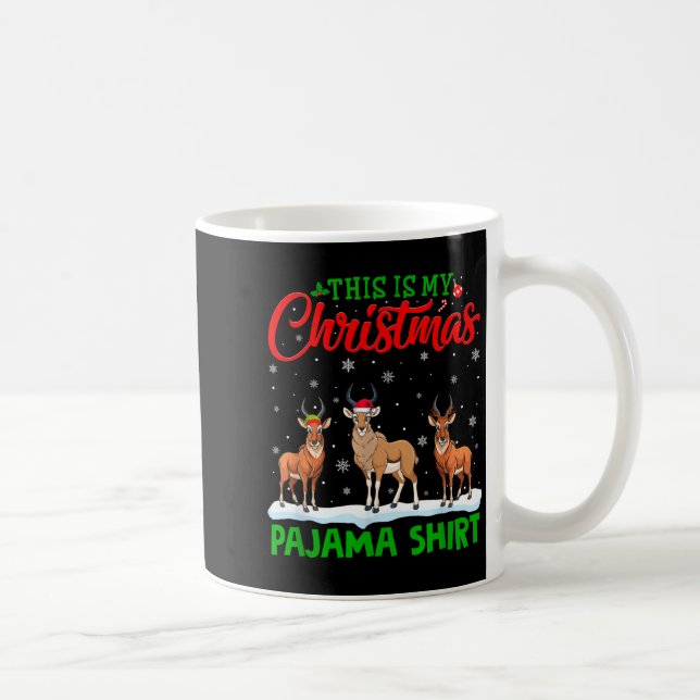 Xmas Santa Hat Reindeer Antelope Christmas Pajama  Coffee Mug (Right)