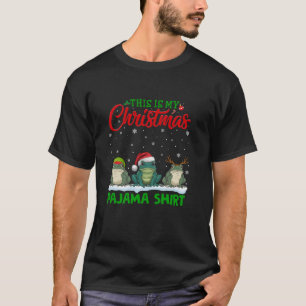 Xmas Santa Hat Reindeer Frog Christmas Pajama T-Shirt