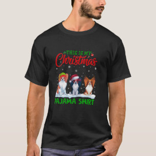Xmas Santa Hat Reindeer Papillon Dog Christmas Paj T-Shirt