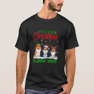 Xmas Santa Hat Reindeer Rough Collie Dog Christmas T-Shirt
