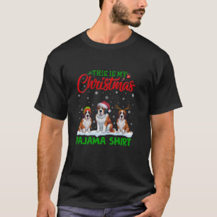 Xmas Santa Hat Reindeer Saint Bernard Dog Christma T-Shirt