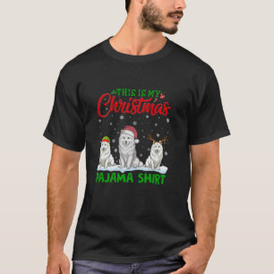 Xmas Santa Hat Reindeer Samoyed Dog Christmas Paja T-Shirt