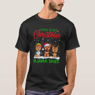 Xmas Santa Hat Reindeer Yorkshire Terrier Christma T-Shirt