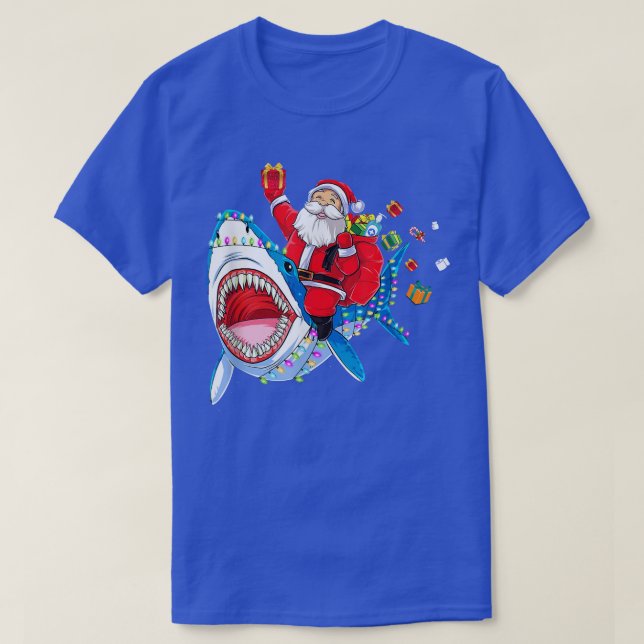 Xmas Santa Hat This Is My Shark Christmas Pajama  T-Shirt (Design Front)