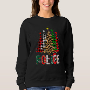 Xmas Santa Police Leopard Plaid Print Christmas Tr Sweatshirt