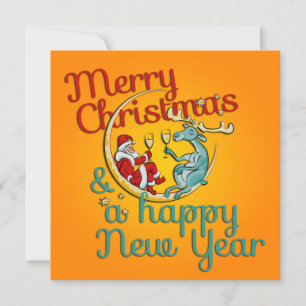 Xmas - SANTA & REINDEER - Christmas - New Year Holiday Card