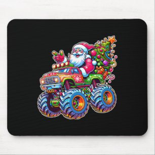 Xmas Santa Riding Funny Christmas Monster Truck Bo Mouse Pad