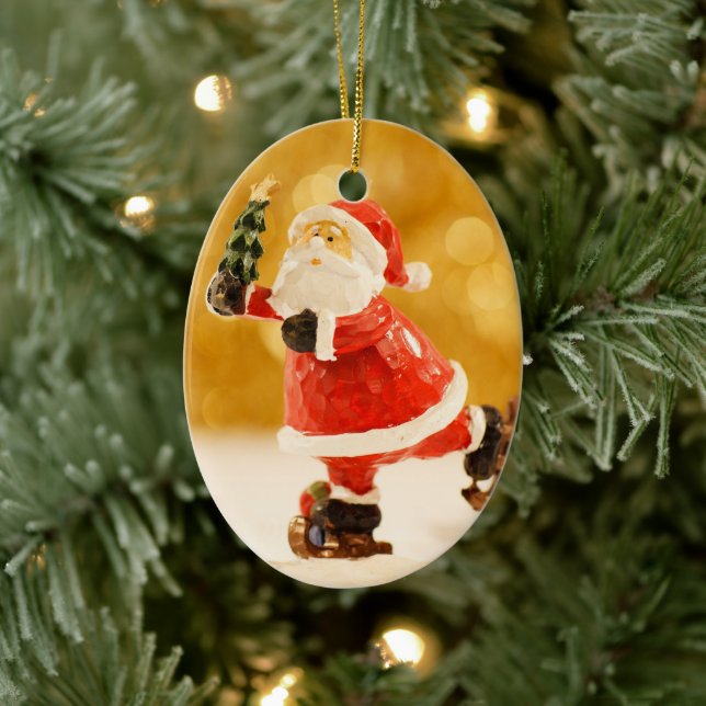 XMAS SANTA SKATER TREE CERAMIC ORNAMENT (Tree)