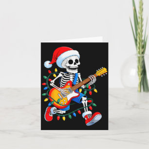 Xmas Santa Skeleton Playing Guitar Rock Funny Chri Card