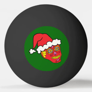 Xmas Santa Sugar Skulls Ping Pong Ball