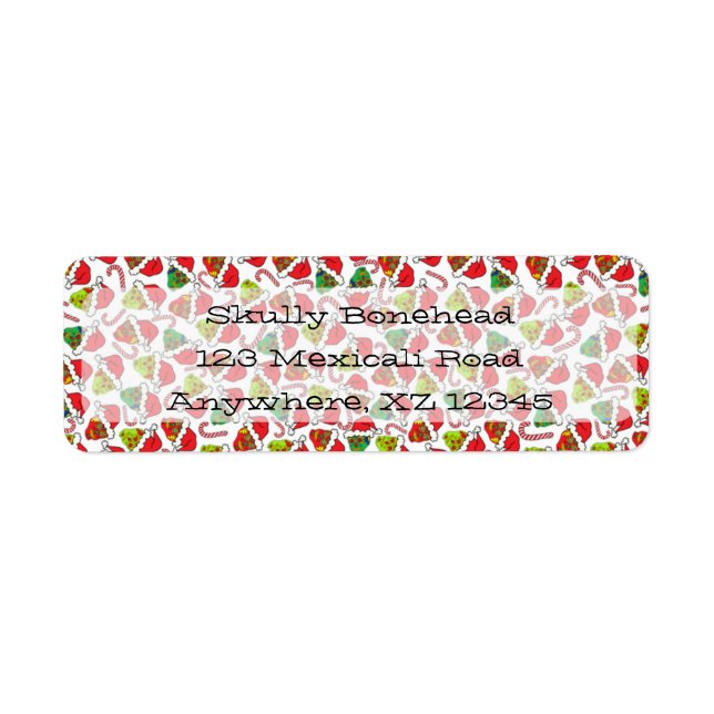 Xmas Santa Sugar Skulls Return Address Label (Front)