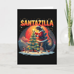 Xmas Santazilla Funny Christmas Holiday Monster Di Card