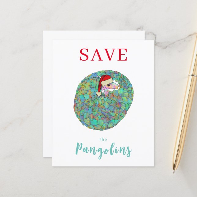 Xmas Save the Pangolins Slogan Personalised Budget (Front/Back In Situ)