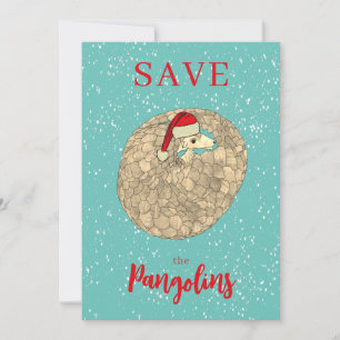 Xmas Save the Pangolins Slogan Personalised Holiday Card