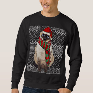 Xmas Siamese Cat Santa Claus Hat Ugly Christmas Sweatshirt