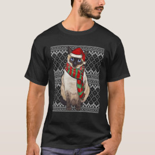 Xmas Siamese Cat Santa Claus Hat Ugly Christmas T-Shirt